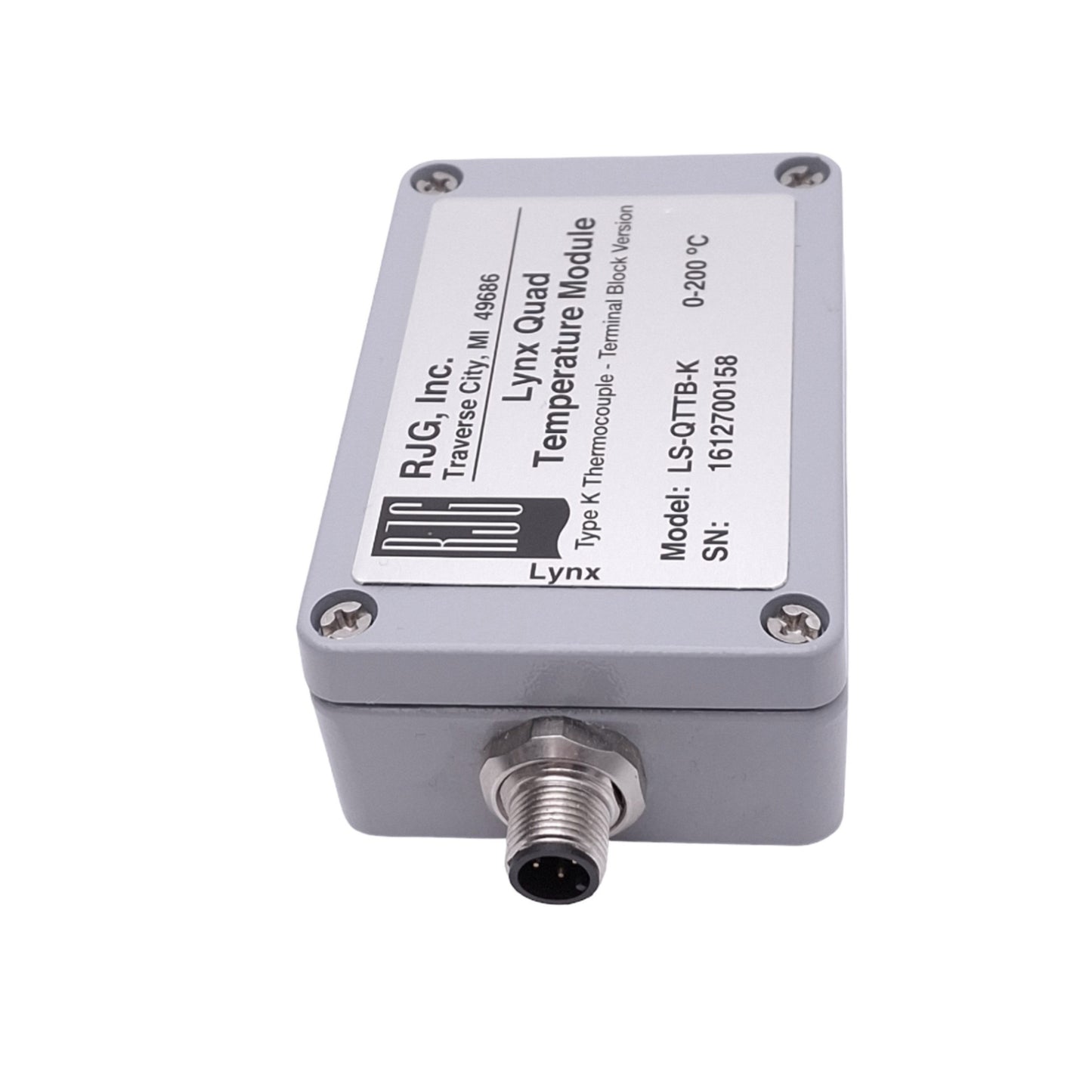 Used RJG LS-QTTB-K Lynx Quad Temperature Module, Type K Thermocouple 0-200C, M12 4-P