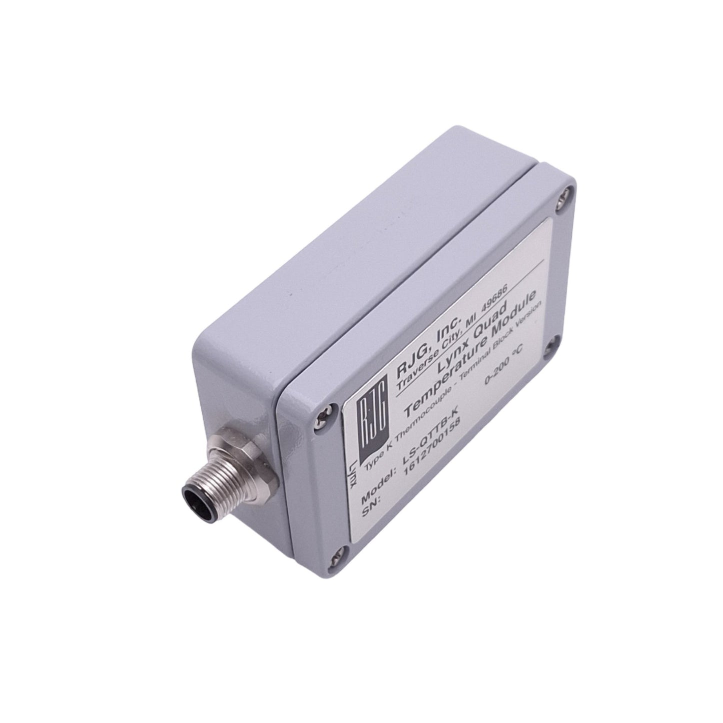 Used RJG LS-QTTB-K Lynx Quad Temperature Module, Type K Thermocouple 0-200C, M12 4-P