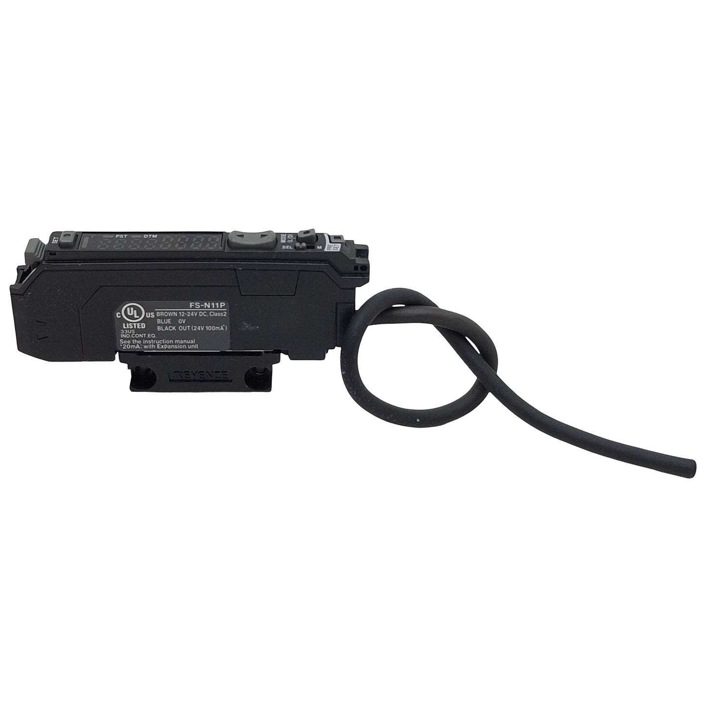 Used Keyence FS-N11P Fiber Optic Amplifier Sensor, 1PNP, 12-24VDC, 3-Wire Lead