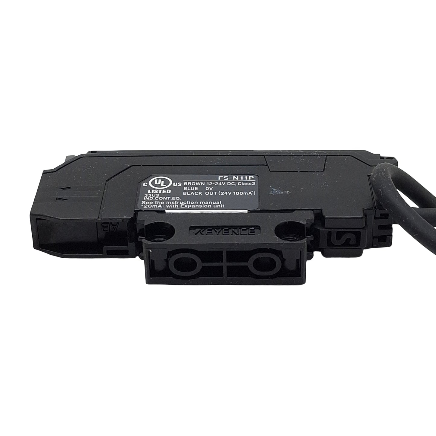 Used Keyence FS-N11P Fiber Optic Amplifier Sensor, 1PNP, 12-24VDC, 3-Wire Lead