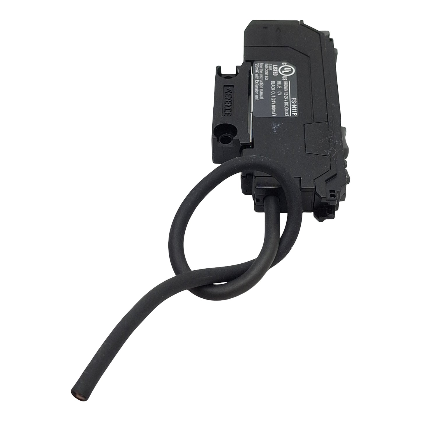 Used Keyence FS-N11P Fiber Optic Amplifier Sensor, 1PNP, 12-24VDC, 3-Wire Lead