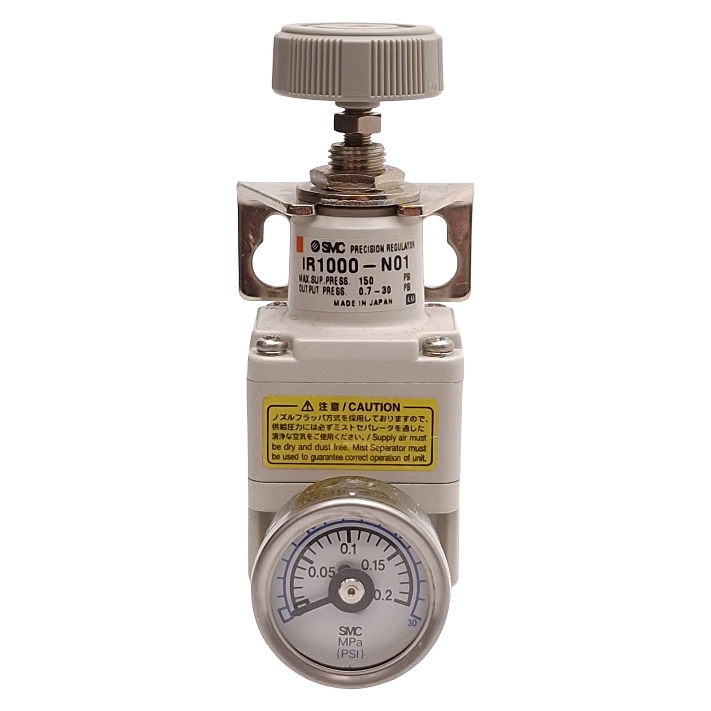 Used SMC IR1000-N01 Precision Regulator, 150psi Supply, 0.7-30psi Set, 1/8in NPT
