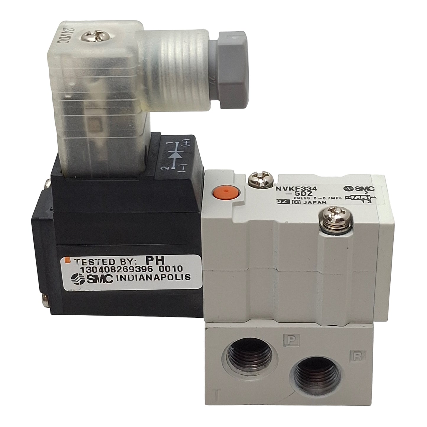 Used SMC NVKF334-5DZ-01T Solenoid Valve, 3/2-Way, 1/8in NPT, 0-0.7MPa, 24VDC Coil