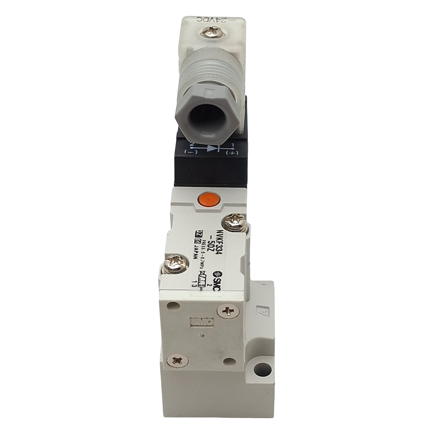 Used SMC NVKF334-5DZ-01T Solenoid Valve, 3/2-Way, 1/8in NPT, 0-0.7MPa, 24VDC Coil