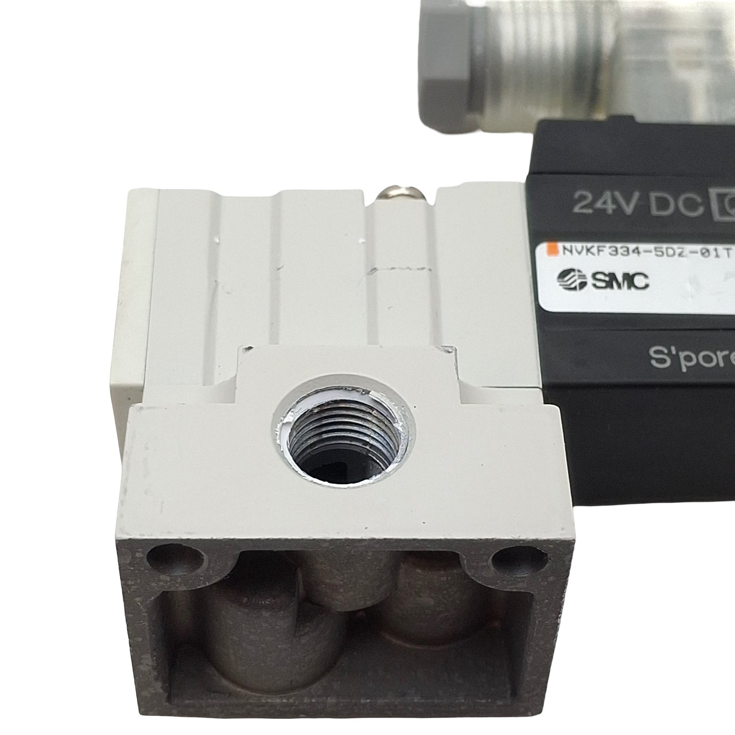 Used SMC NVKF334-5DZ-01T Solenoid Valve, 3/2-Way, 1/8in NPT, 0-0.7MPa, 24VDC Coil