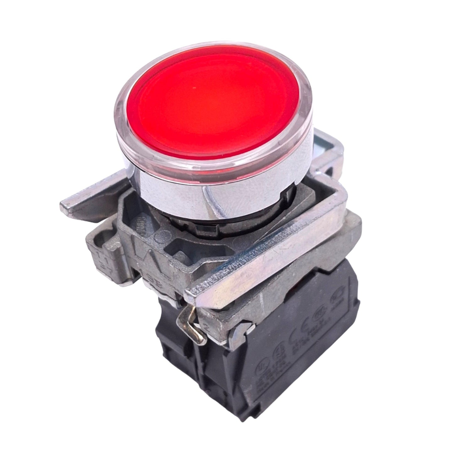 New – Open box Schneider Electric XB4BW34B2 Illuminated Red Pushbutton, 22mm, 1NC, 24V