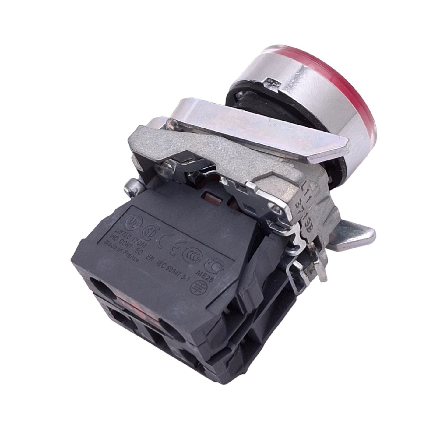 New – Open box Schneider Electric XB4BW34B2 Illuminated Red Pushbutton, 22mm, 1NC, 24V