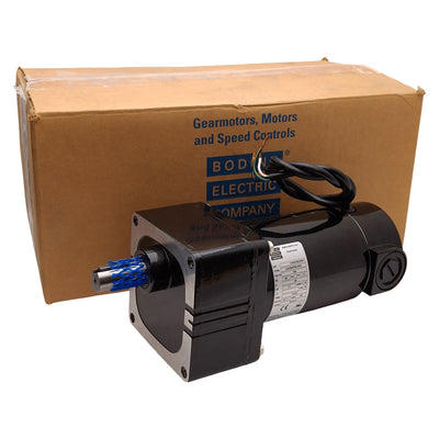 New Bodine 33A5BEPM-WX3 DC Gearmotor, 29.7:1, 1/7HP, 180VDC, ø5/8in Shaft, 84rpm