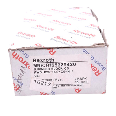 New Bosch Rexroth R165329420 KWD-025-FLS-C0-N-1 Linear Guide Block, for 25mm Rail