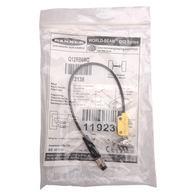New Banner Q12RB6RQ 72138 WORLD-BEAM Q12 Receiver, 2m Range, M8 4-Pin Male, 10-30VDC
