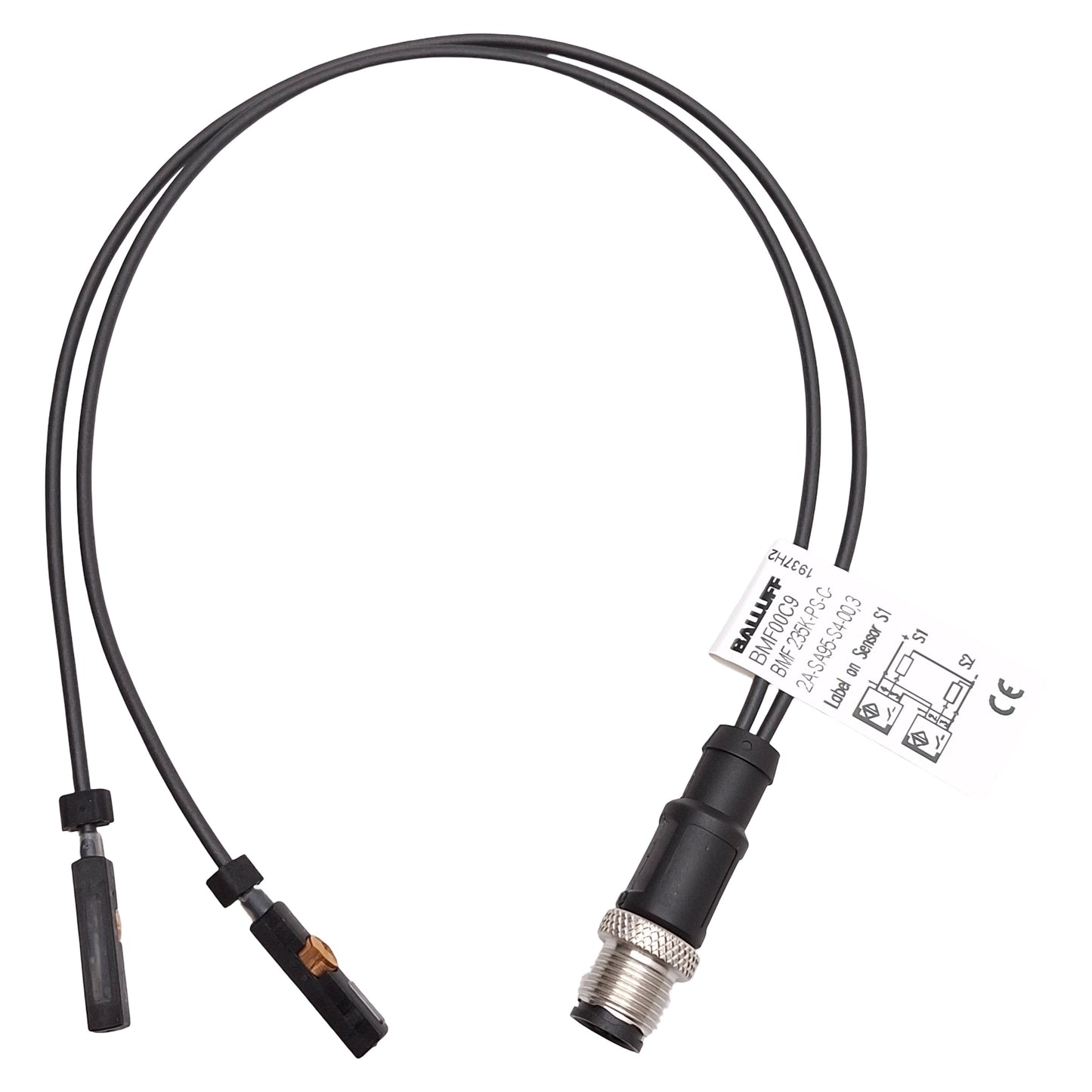New Balluff BMF00C9 T-Slot Magnetic Field Sensor, 2-Head, PNP NO, 10-30VDC M12 4-Pin