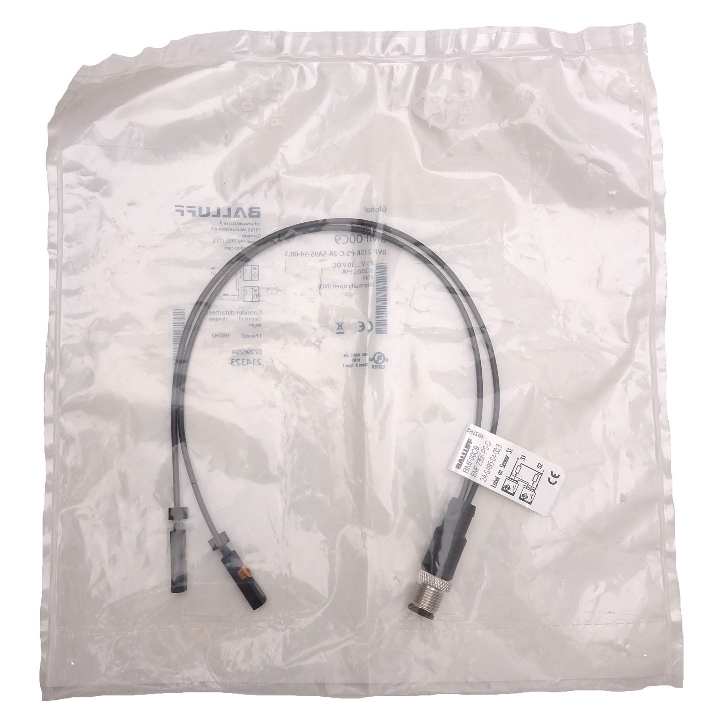New Balluff BMF00C9 T-Slot Magnetic Field Sensor, 2-Head, PNP NO, 10-30VDC M12 4-Pin