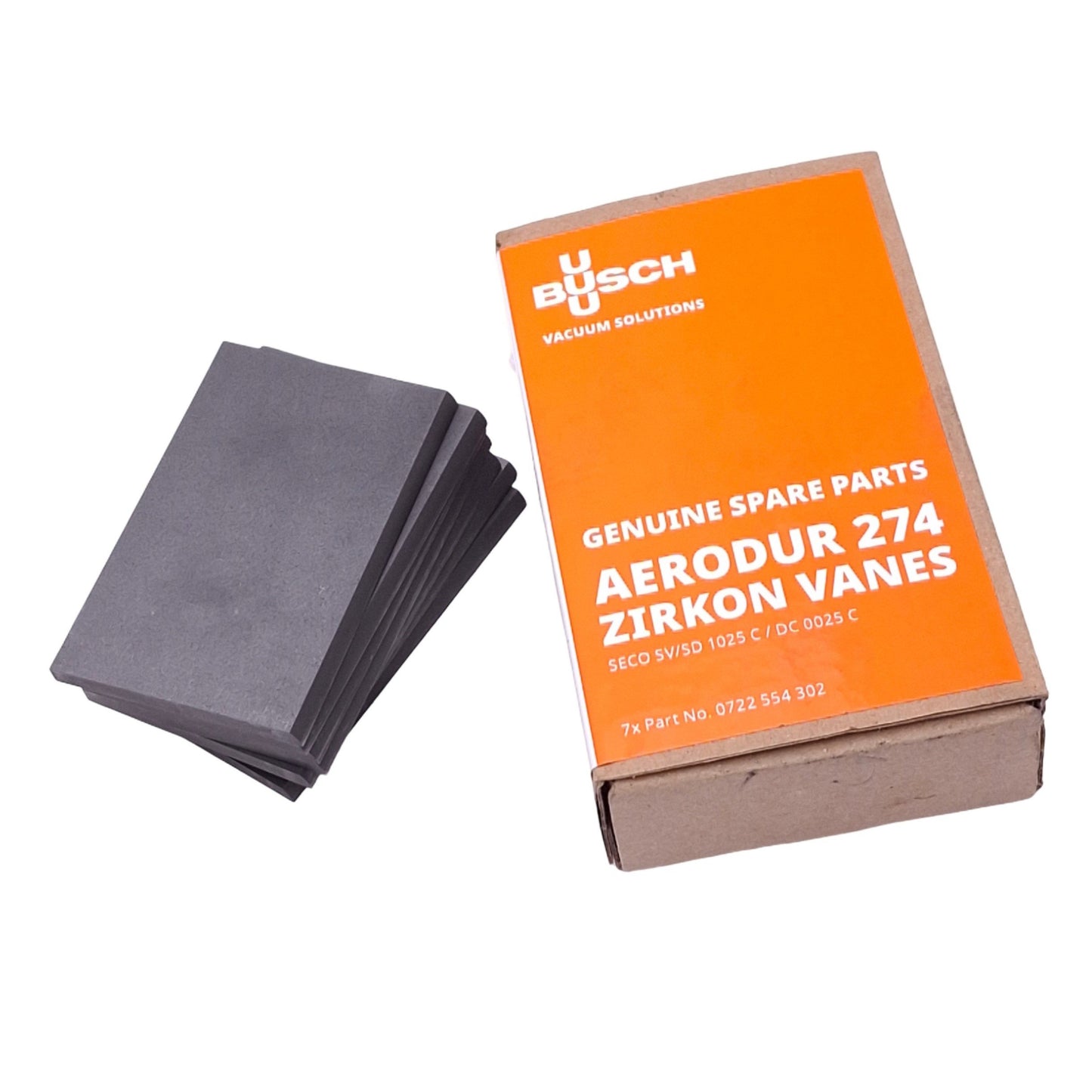 New Busch 0722554302 Box of 7 Zirkon Vanes for Vacuum Pump, 68.5x44x4mm, Aerodur 274