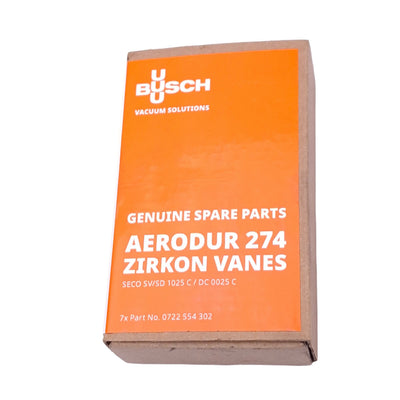 New Busch 0722554302 Box of 7 Zirkon Vanes for Vacuum Pump, 68.5x44x4mm, Aerodur 274