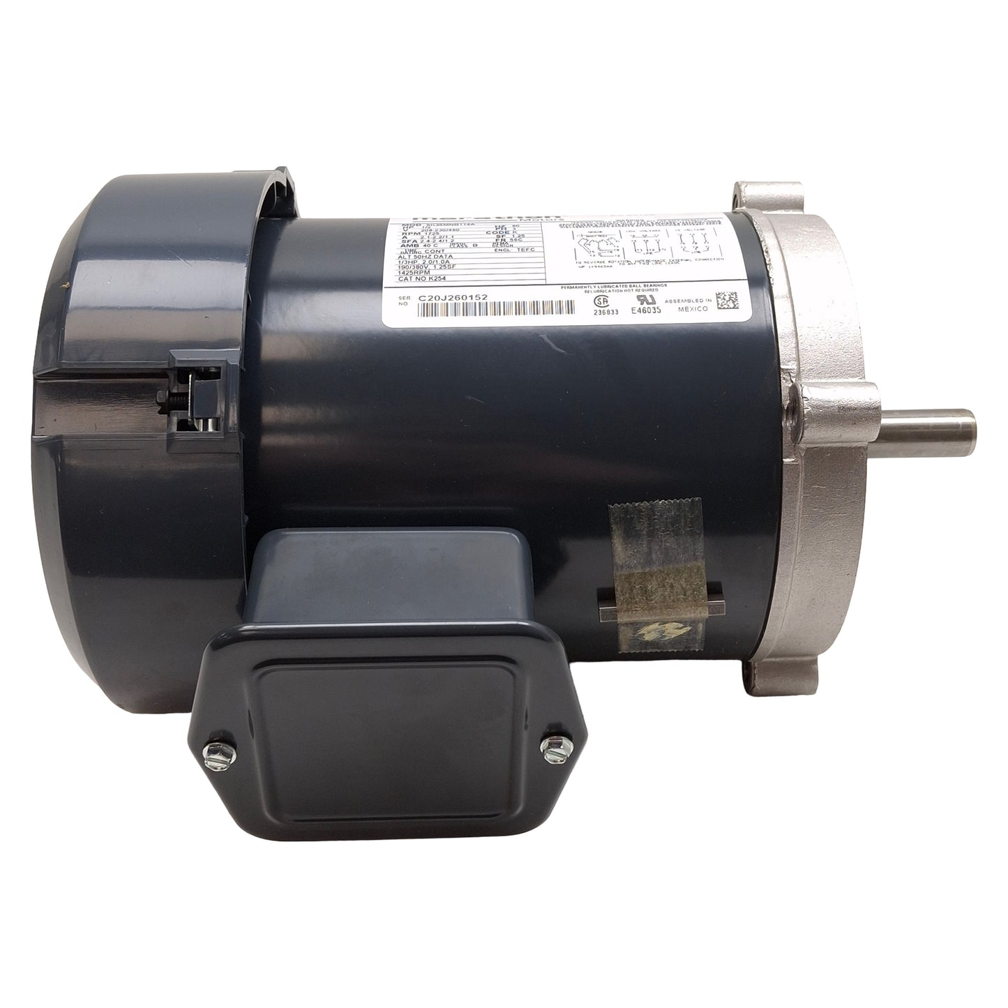 New Marathon 5K35MNB114A AC Motor, 1/2HP, 3Ø 208-230/460VAC, 1725rpm, 56C Frame