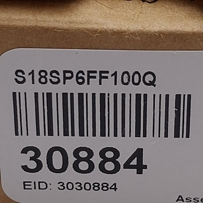 New Banner S18SP6FF100Q Photoelectric Sensor, PNP, 100mm Range, 10-30VDC, 4-Pin M12