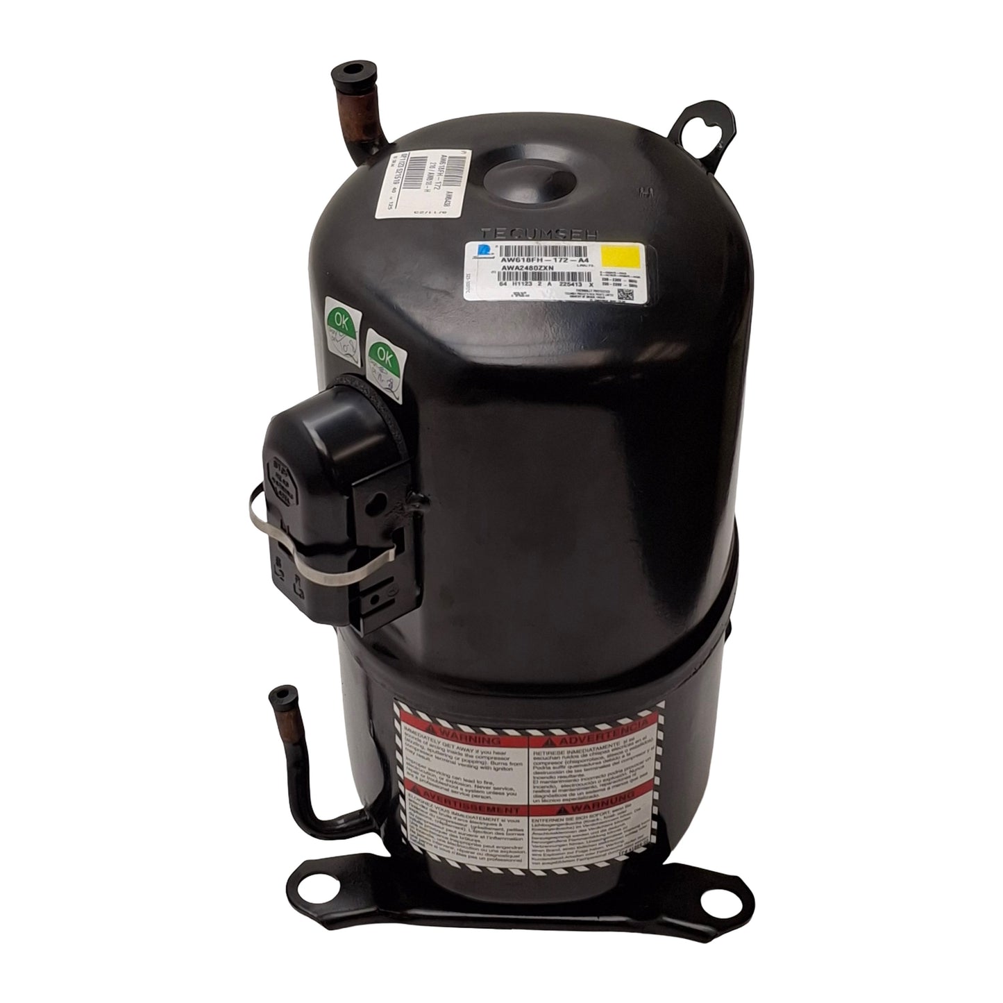 New Tecumseh AW618FH-172-A4 AWA2480ZXN APB Compressor, 2HP, 208-230VAC 60Hz, -10°F