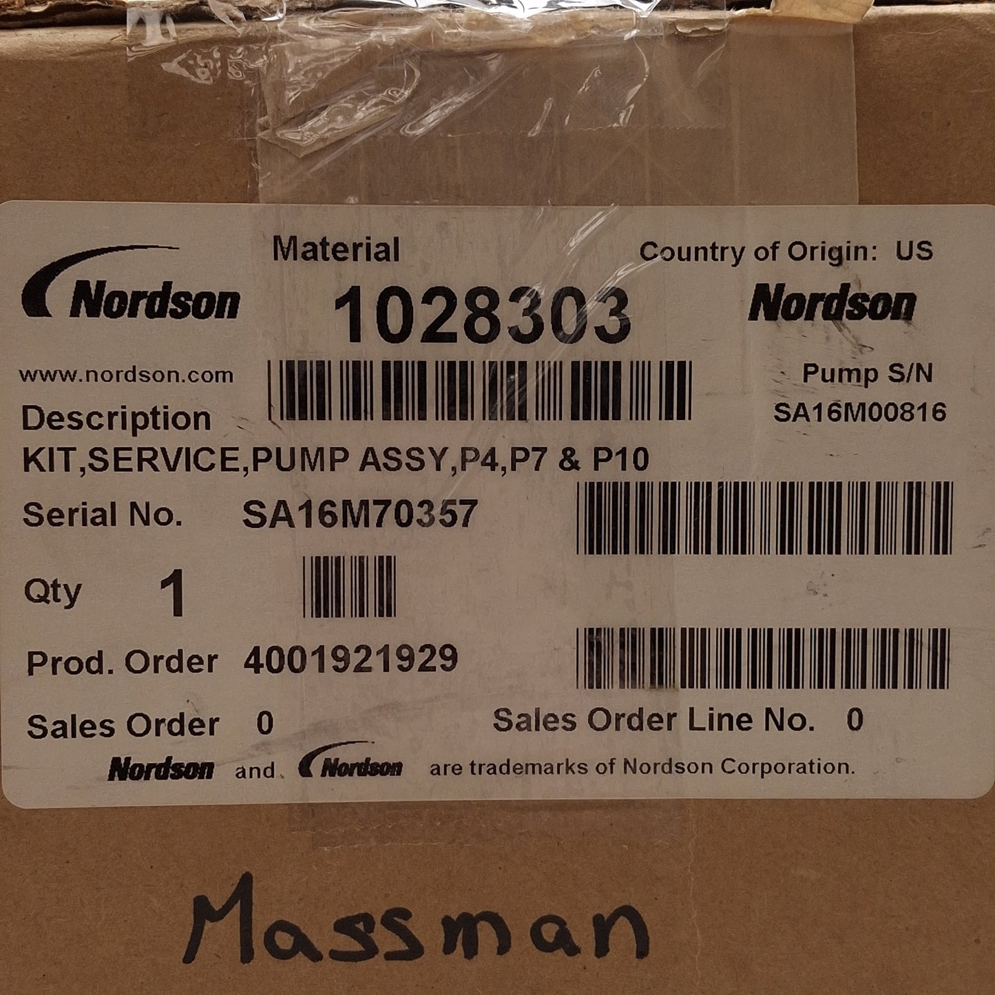 New Nordson 1028303 Hot Melt Adhesive Pump Assembly For ProBlue 4 7 & 10, 15:1