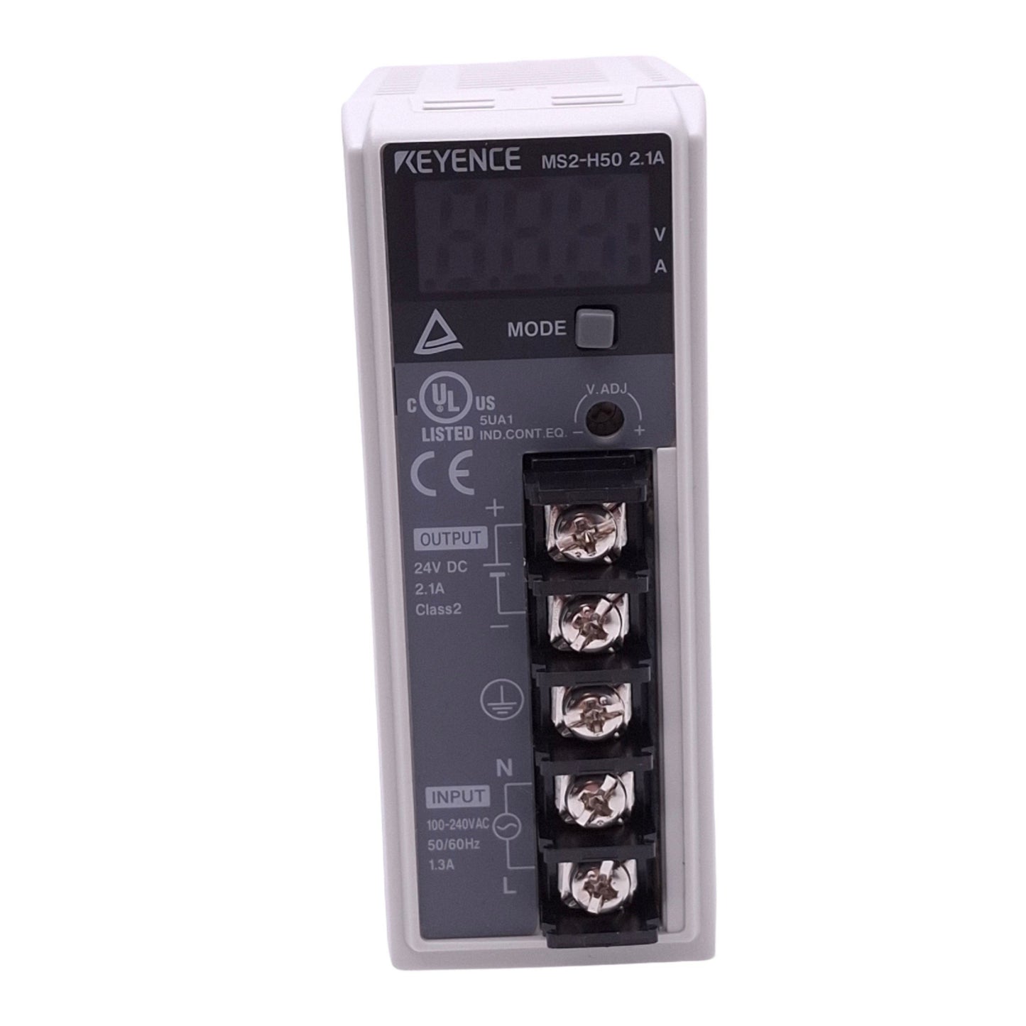 Used Keyence MS2-H50 Power Supply w/ Display, 100-240VAC In, 24VDC 2.1A Out, 50W