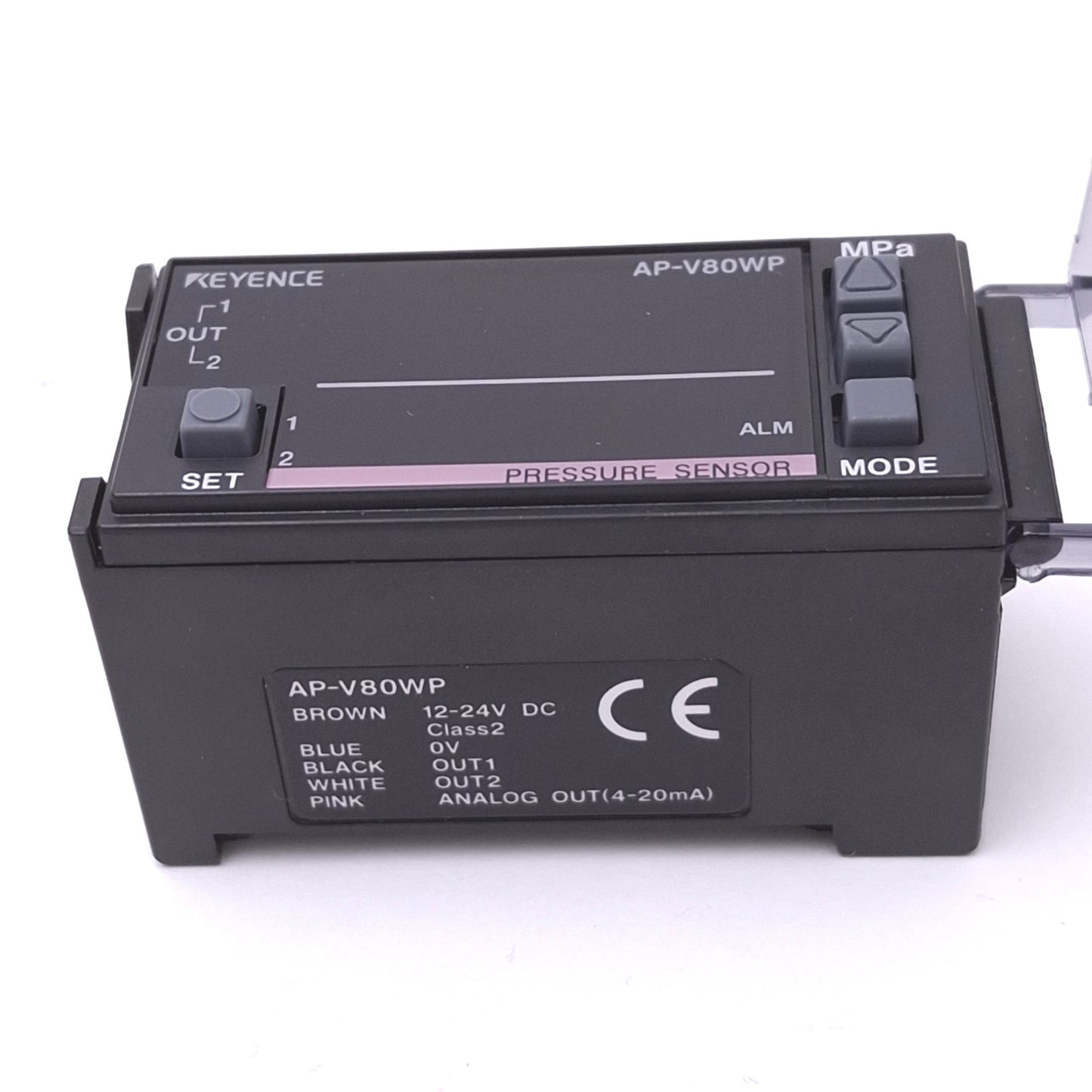 Used Keyence AP-V80WP Pressure Sensor Amplifier, PNP, 12-24VDC, 4-1/2 Digit