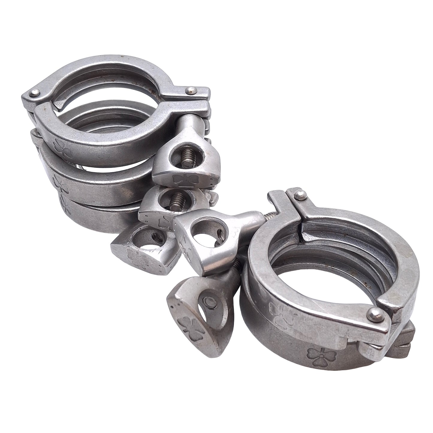Used Lot of 5 Tri-Clover 211054 Stainless Steel Clamp Sanitary Fitting, Size 2in