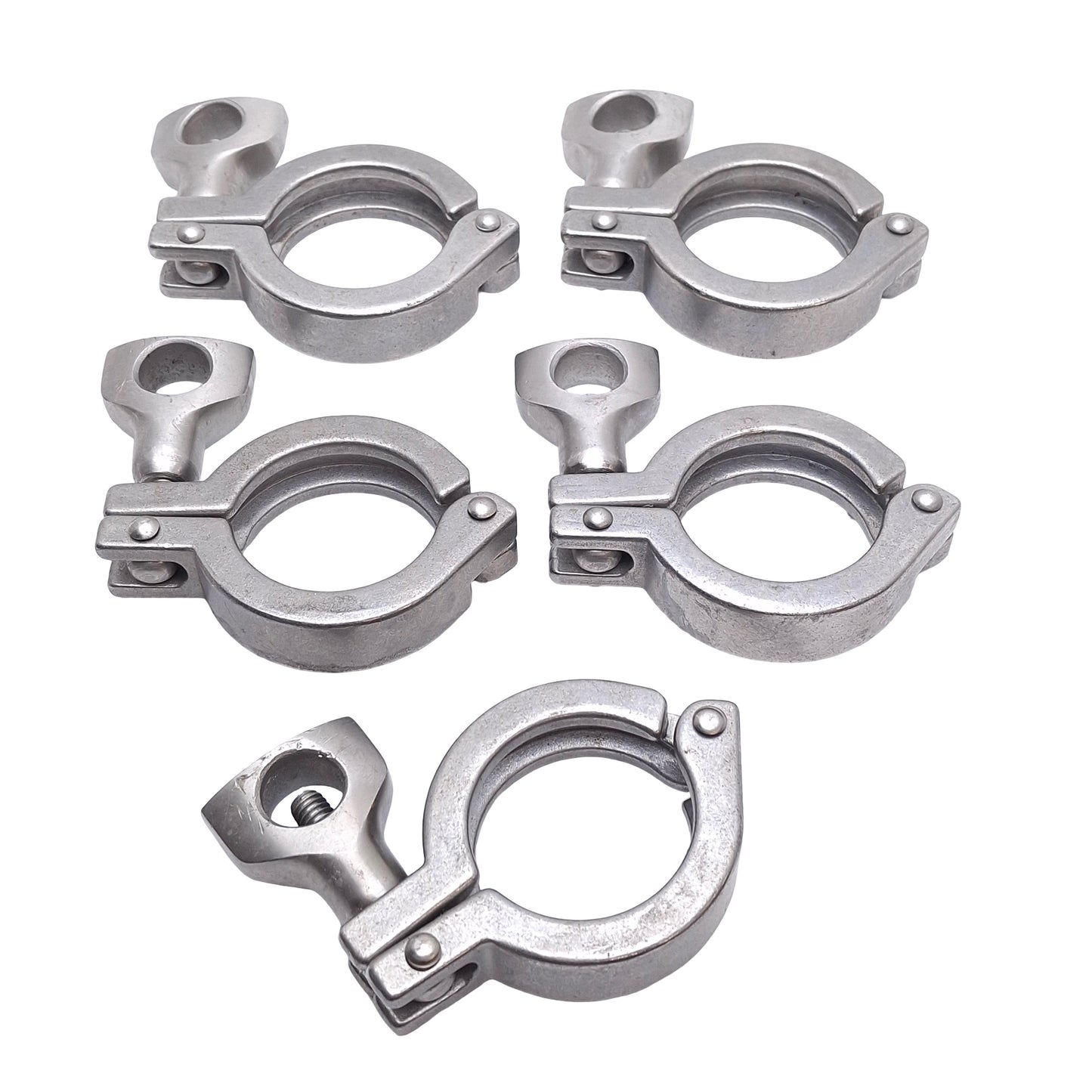 Used Lot of 5 Tri-Clover 211053 Stainless Steel Clamp Sanitary Fittings Size: 1-1/2in