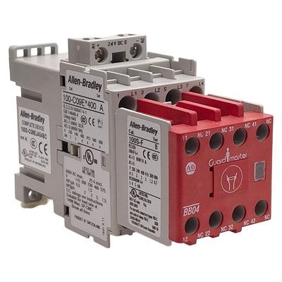 Used Allen Bradley 100S-C09EJ404BC Safety Contactor, 9A, 4NO+4NC Aux, 24VDC Coil