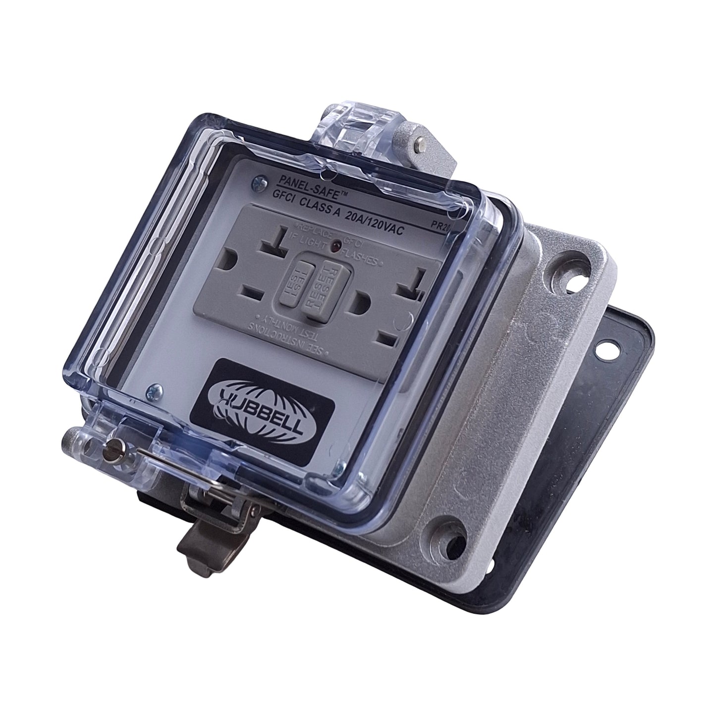 Used Hubbell PR20 Signal & Control Receptacle GFCI, 120VAC 20A, NEMA12/4 Enclosure