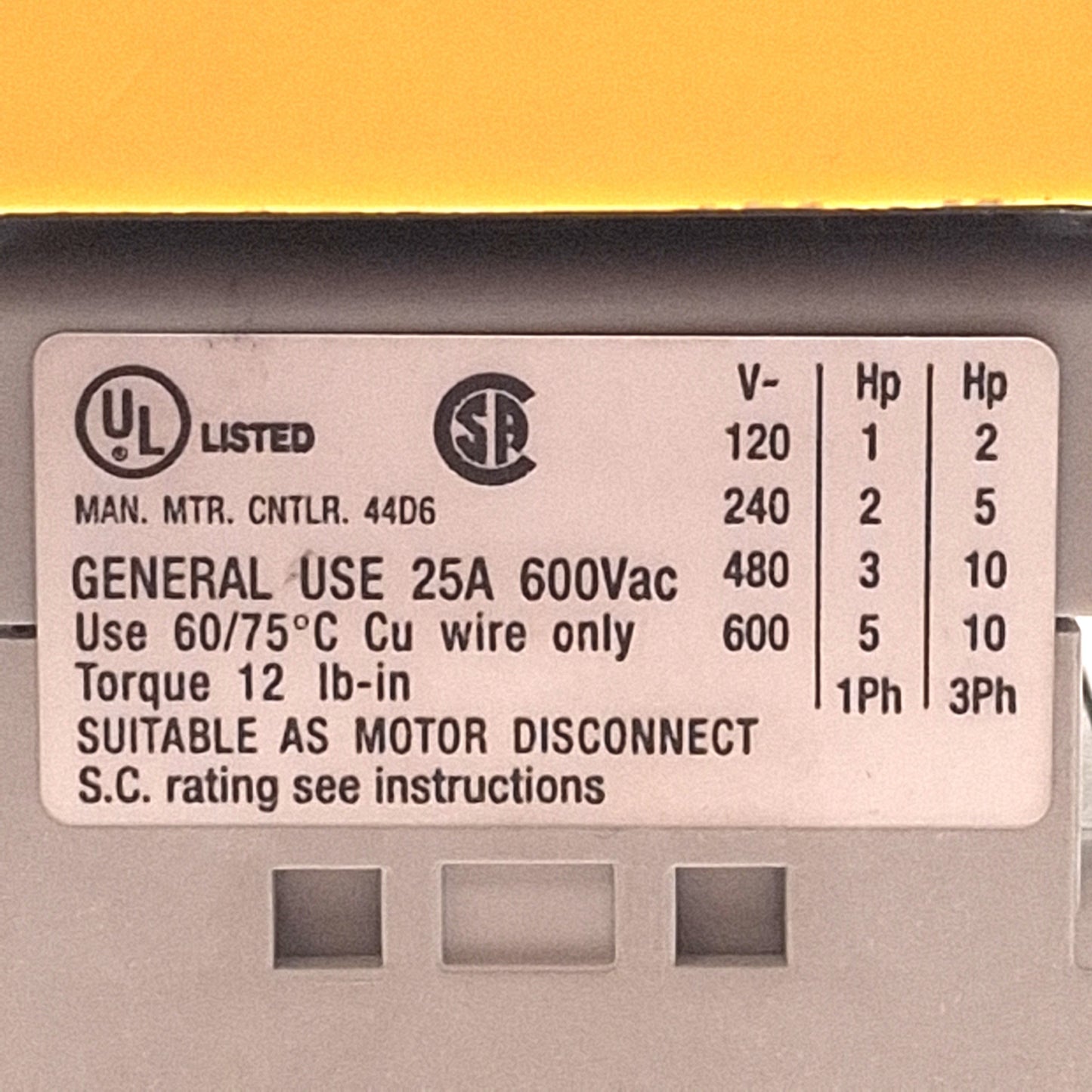 Used Allen Bradley 194E-E25-1753 Disconnect Switch, 3-Pole, 3Ø 25A 600VAC 10HP