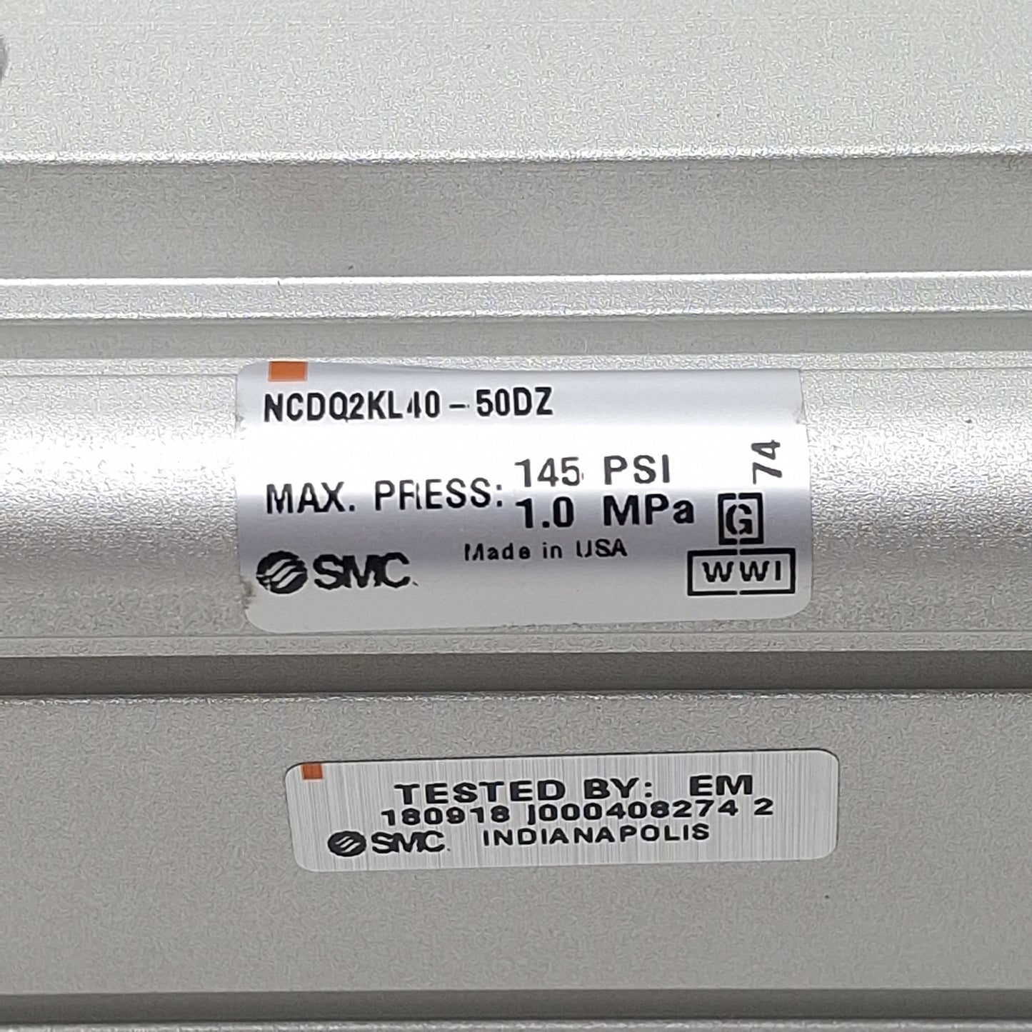 Used SMC NCDQ2KL40-50DZ Compact Non-Rotating Cylinder, ø40mm Bore, 50mm Stroke, Rc1/8