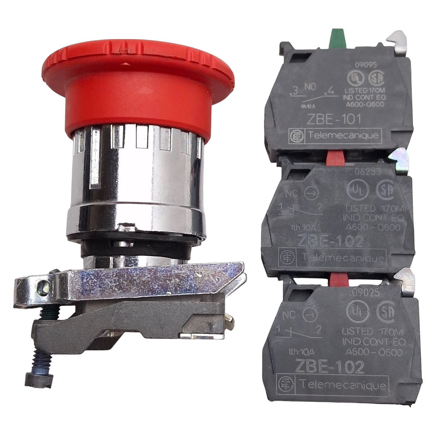 Used Schneider Electric XB4BS844441 Turn-to-Release E-Stop, ø40mm, 1NO+2NC, 10A 600V