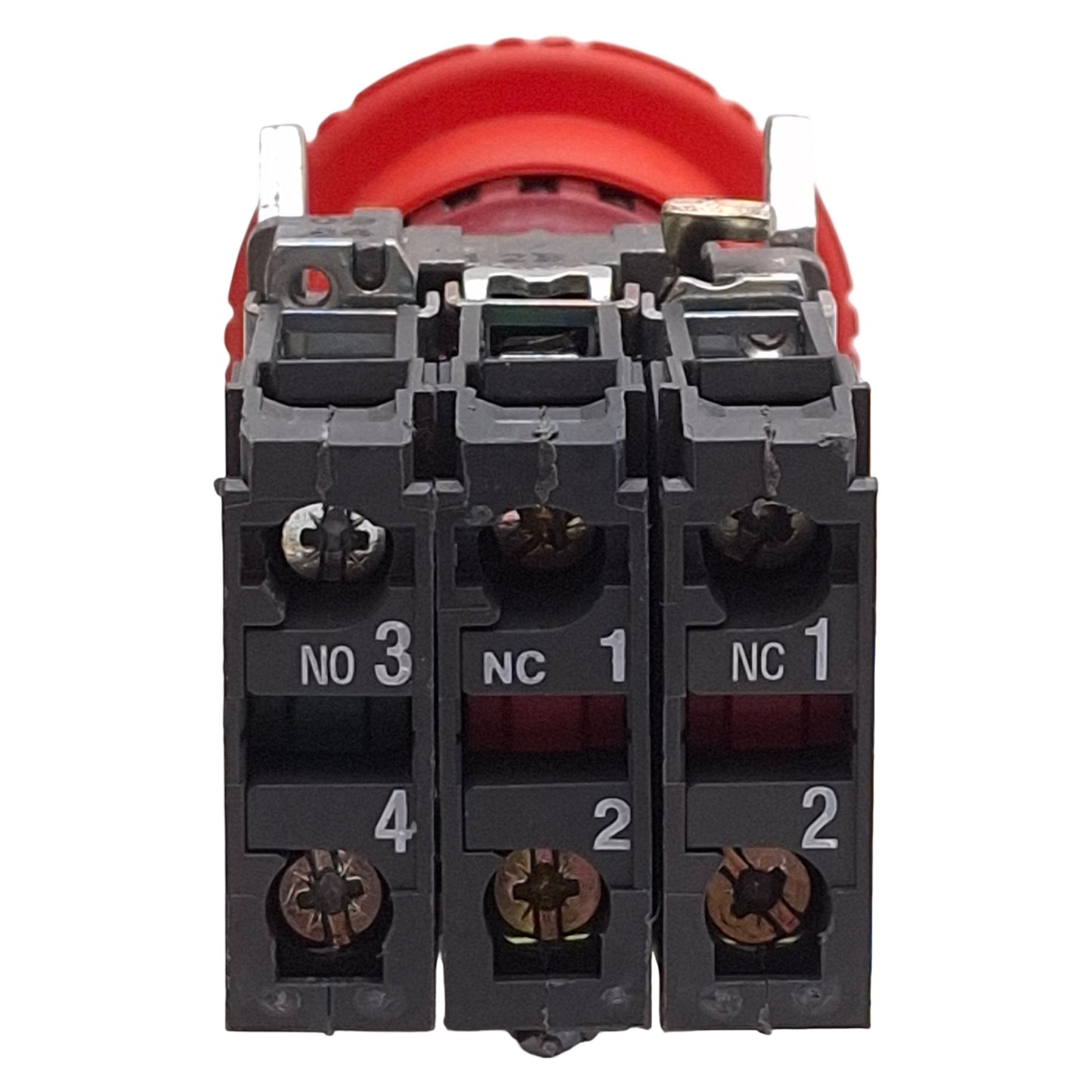 Used Schneider Electric XB4BS844441 Turn-to-Release E-Stop, ø40mm, 1NO+2NC, 10A 600V