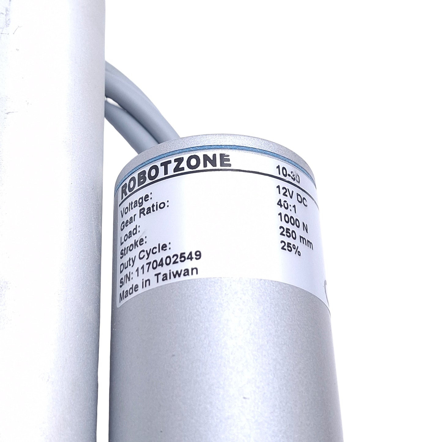 Used Servo City 10-30 Robot Zone Actuator, 250mm Stroke, 12VDC, 25% Duty, 1000N