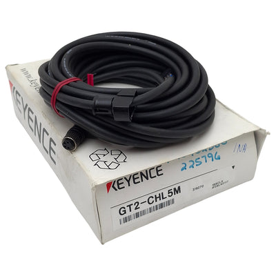 New Keyence GT2-CHL5M LVDT Sensor Head Cable, 4-Pin M8 to L-Type E-Con Connector, 5m