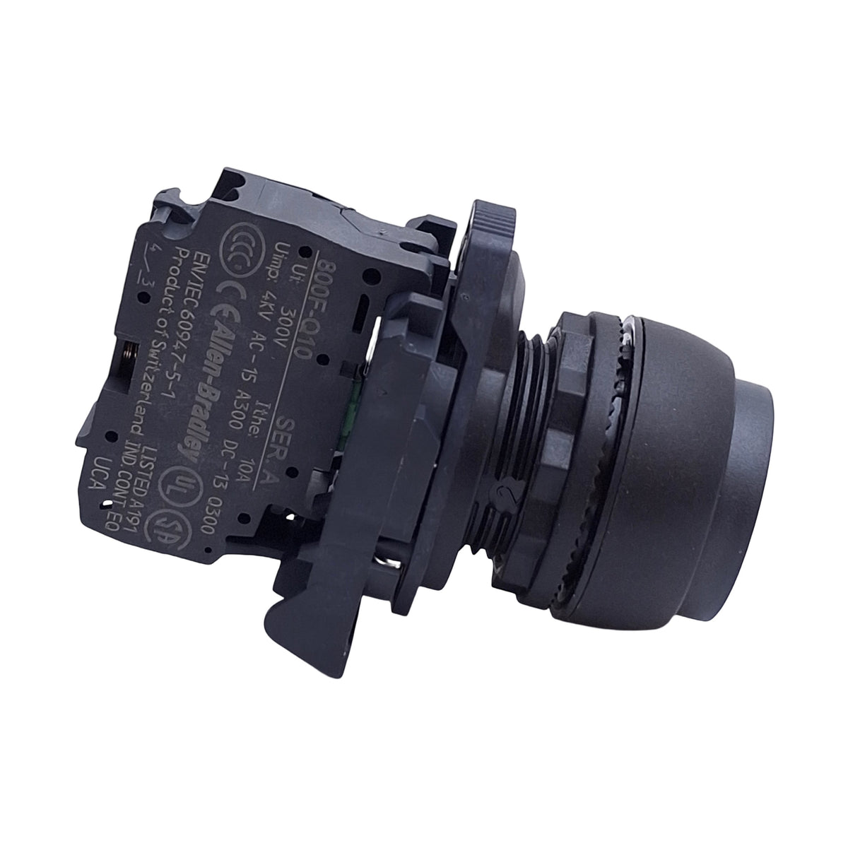 Used Allen Bradley 800FP-E2 Pushbutton, Black, Momentary, 1NO, 600V 10A, 22mm