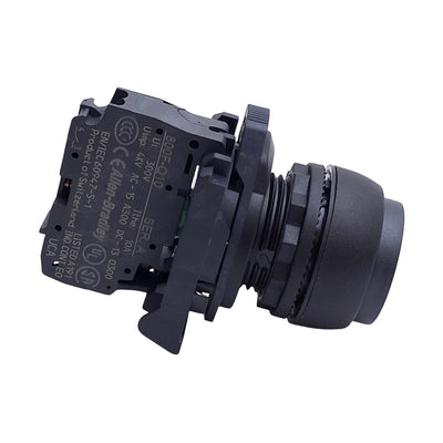 Used Allen Bradley 800FP-E2 Pushbutton, Black, Momentary, 1NO, 600V 10A, 22mm