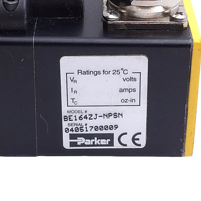 Used Parker BE164ZJ-NPSN Brushless Servo Motor NEMA 16, 340V, 2.9 in-lb, 0.12kW