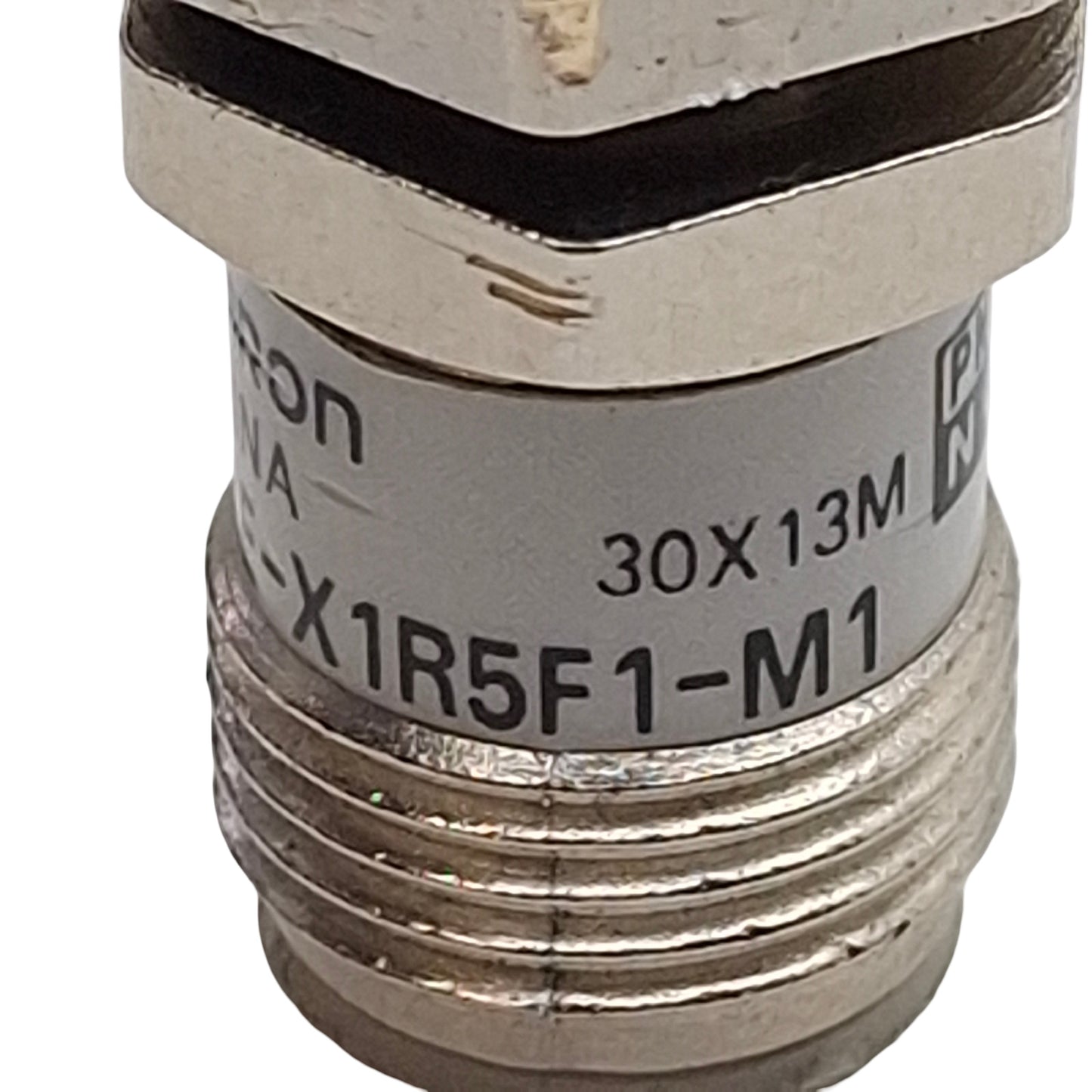 Used Omron E2E-X1R5F1-M1 Proximity Sensor, PNP NO, 1.5mm Range, 12-24VDC, 4-Pin M12