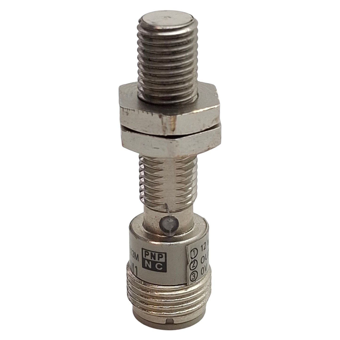 Used Omron E2E-X1R5F2-M1 Proximity Sensor, PNP NC, 1.5mm Range, 12-24VDC, 4-Pin M12