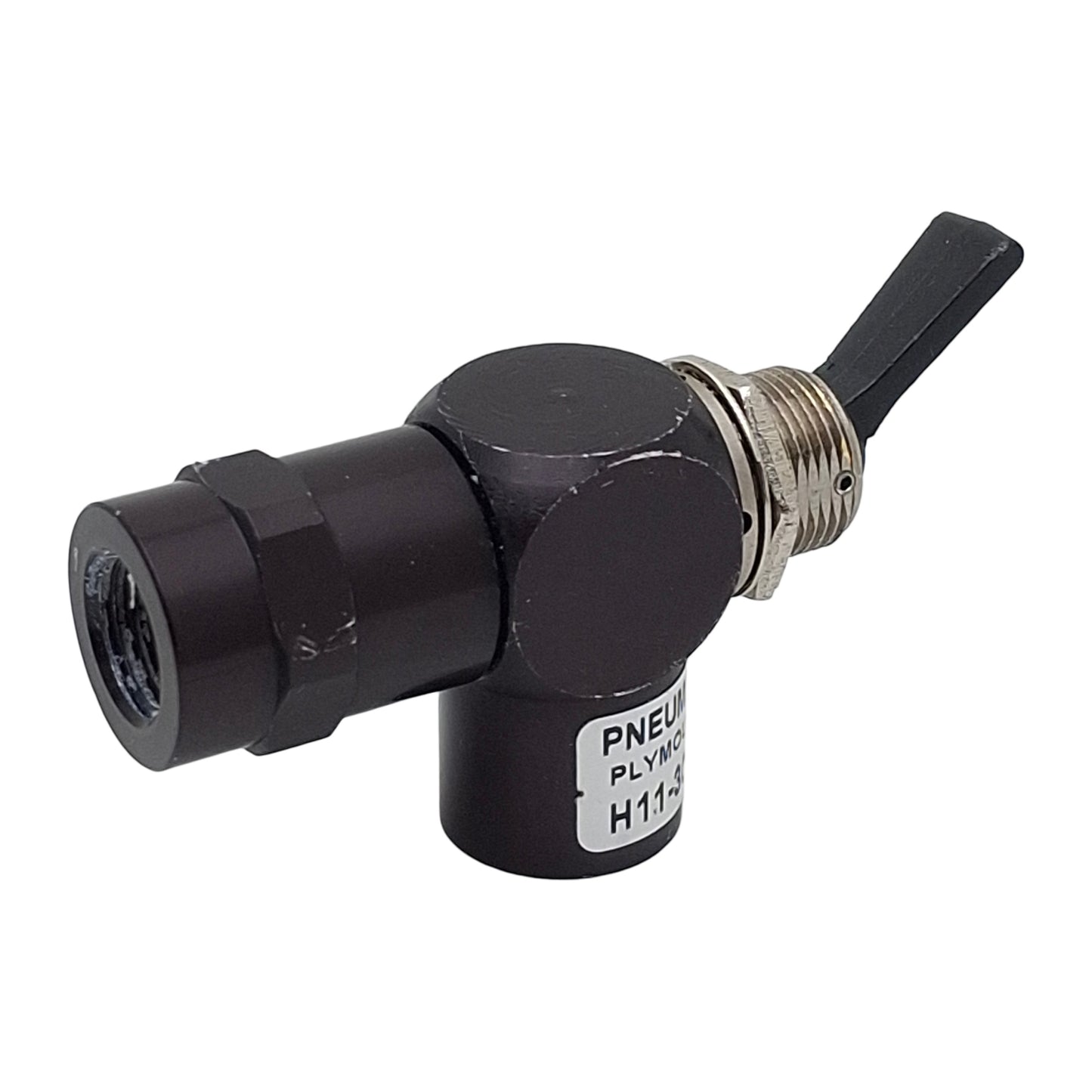 Used Pneumadyne H11-30-44 Manual Air Control Valve, 3-Way 2-Pos, 1/8in NPTF, 125psi