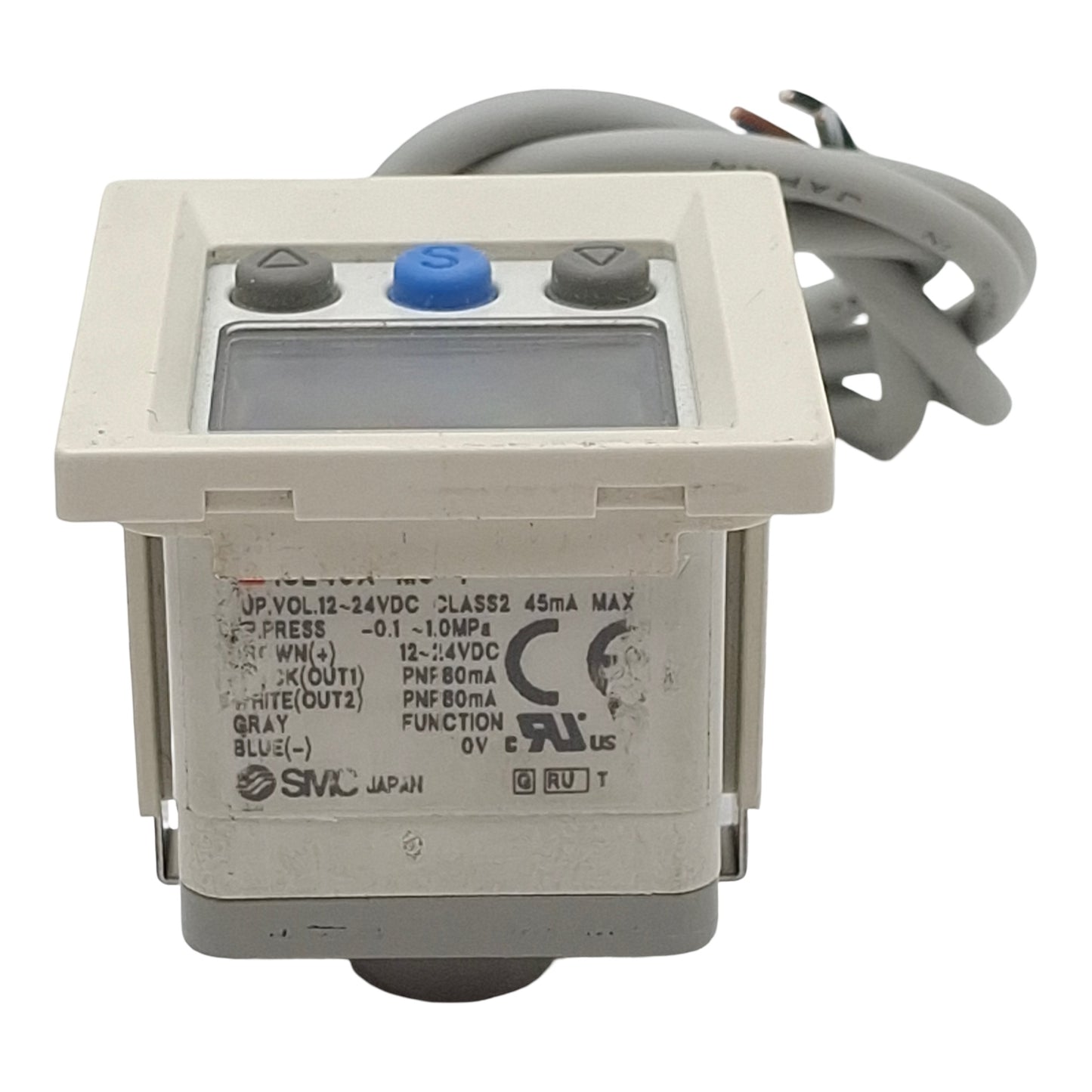 Used SMC ISE40A-M5-T Digital Pressure Switch, PNP, 12-24VDC, -0.1~1.0MPa 5-Wire Leads