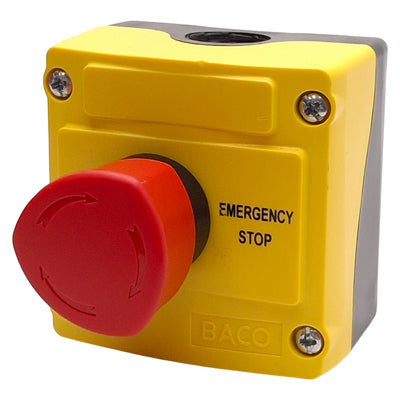 Used Baco LBX17302 Emergency Stop Control Station, Push-Turn, 2NC, 3A 240V, 22mm