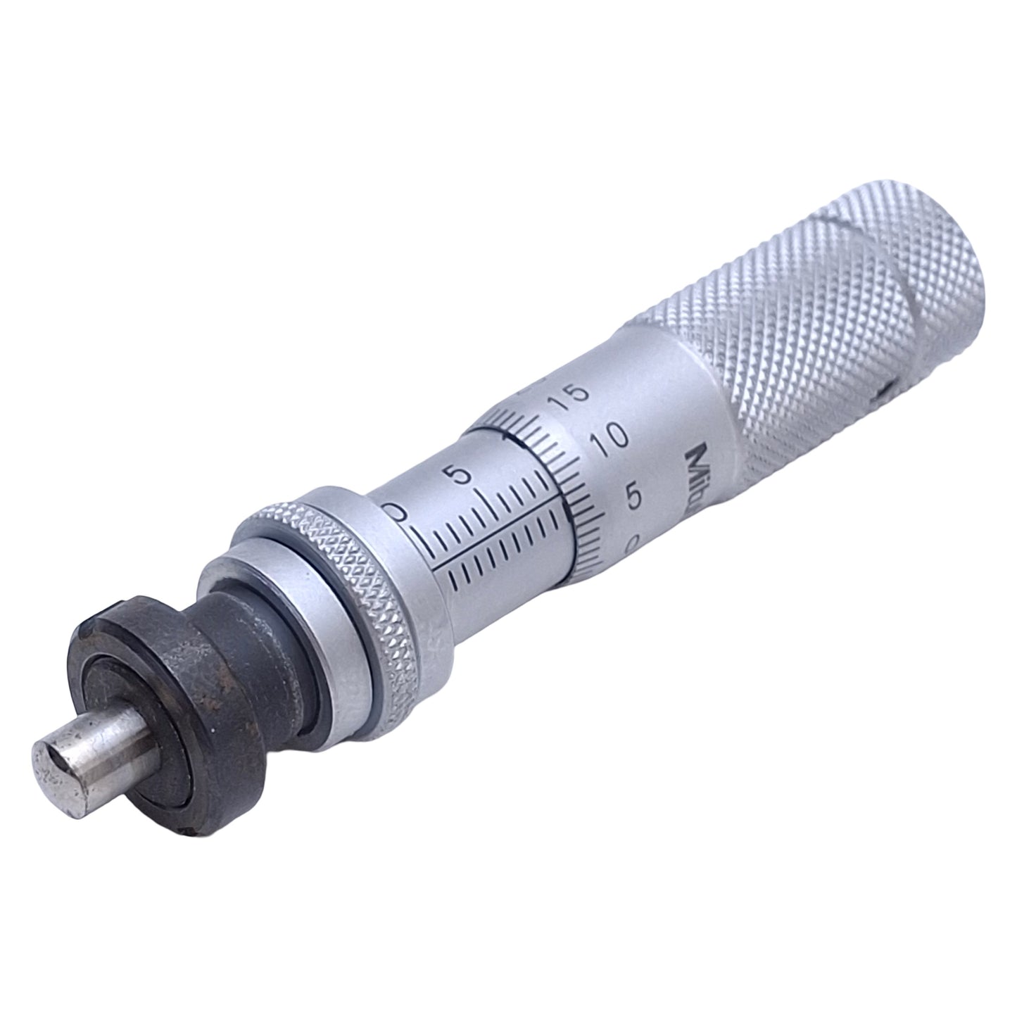 Used Mitutoyo 148-854 Micrometer Head w/Clamp Nut 0-13mm Range, 0.01mm Grad