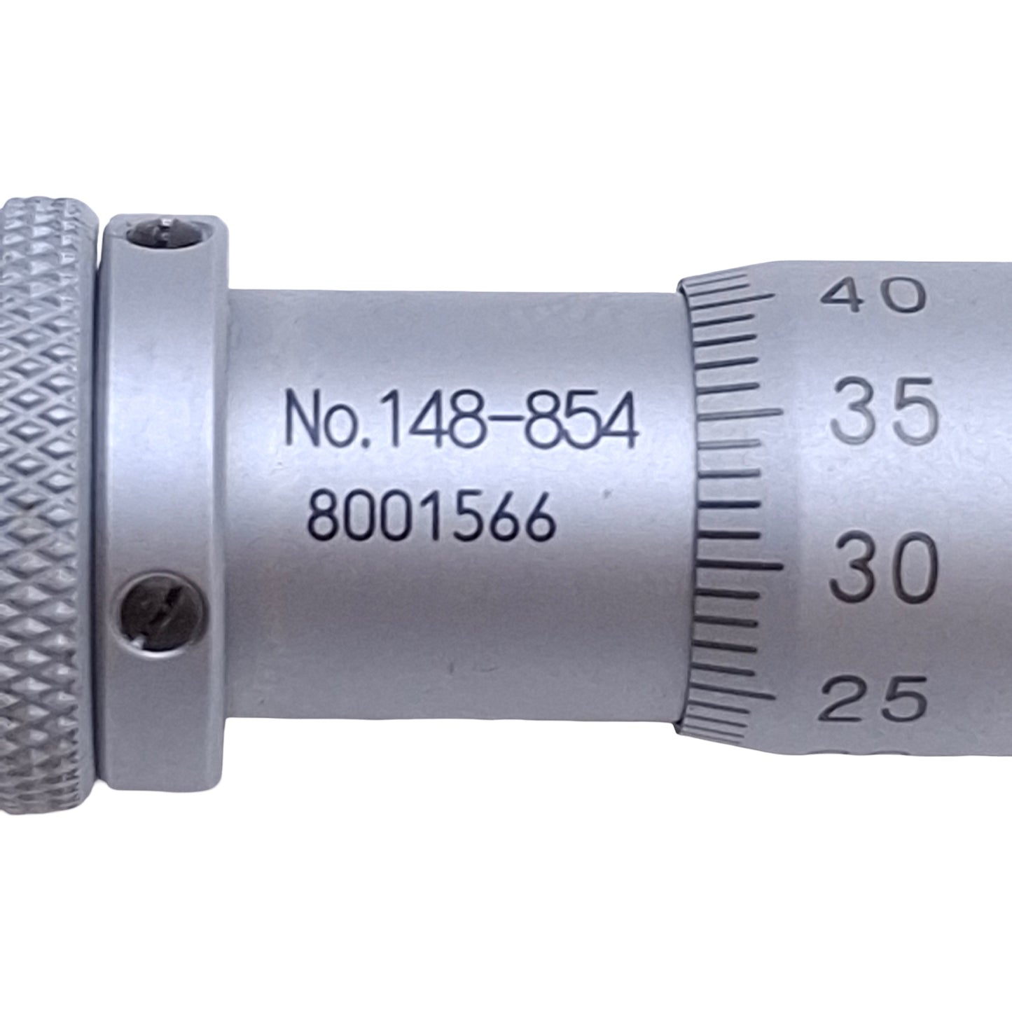 Used Mitutoyo 148-854 Micrometer Head w/Clamp Nut 0-13mm Range, 0.01mm Grad
