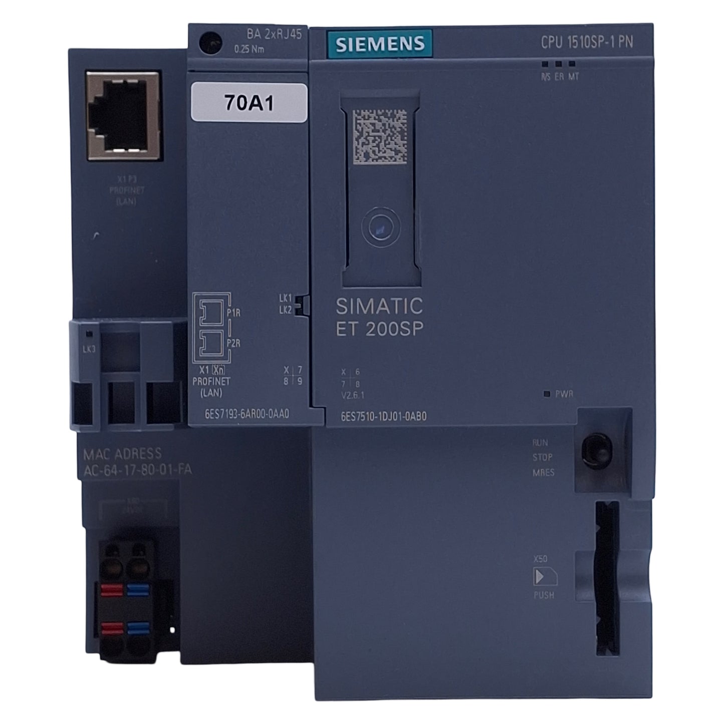 Used Siemens 6ES7510-1DJ01-0AB0 CPU 1510SP-1 Module For Simatic ET 200SP, 24VDC