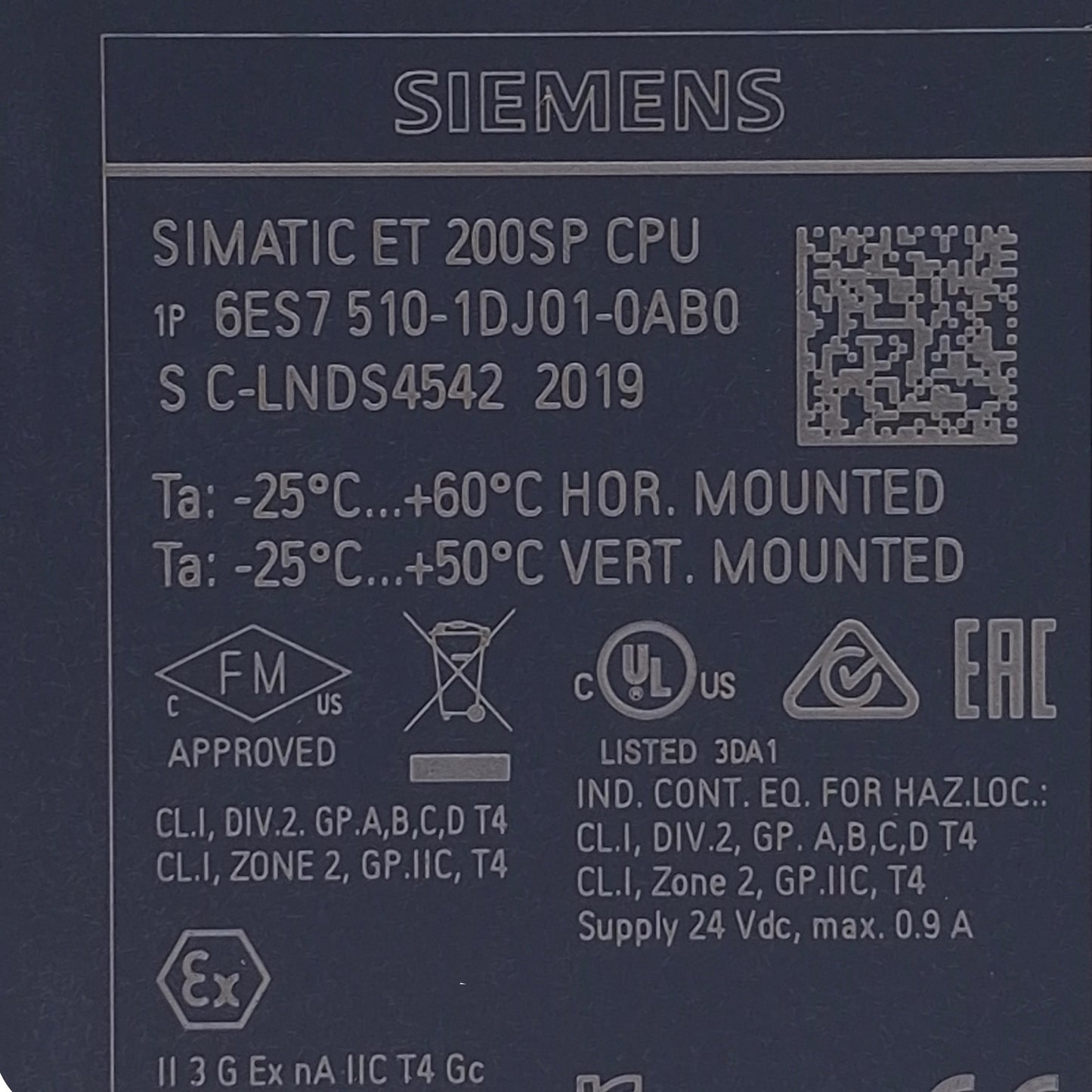 Used Siemens 6ES7510-1DJ01-0AB0 CPU 1510SP-1 Module For Simatic ET 200SP, 24VDC