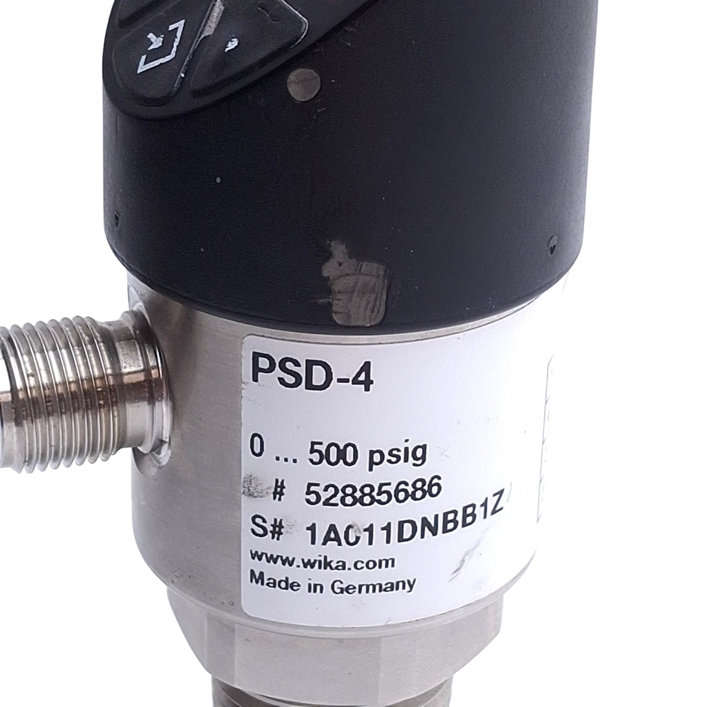 Used Wika PSD-4 Electronic Pressure Switch w/Display 0-500psi, 15-35VDC, 4-20mA Out