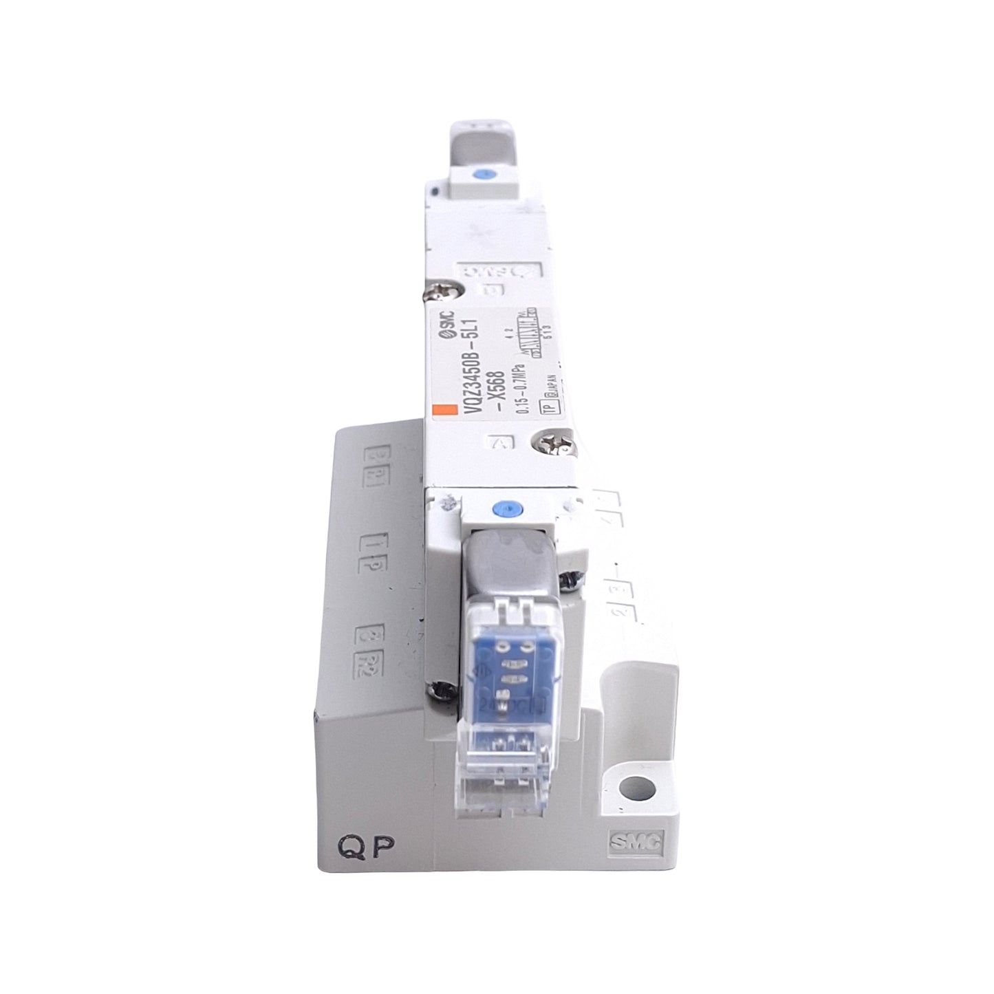 Used SMC VQZ3450B-5L1-X568 Solenoid Valve, 5/3-Way, 0.15-0.7MPa, 24VDC Coil Voltage