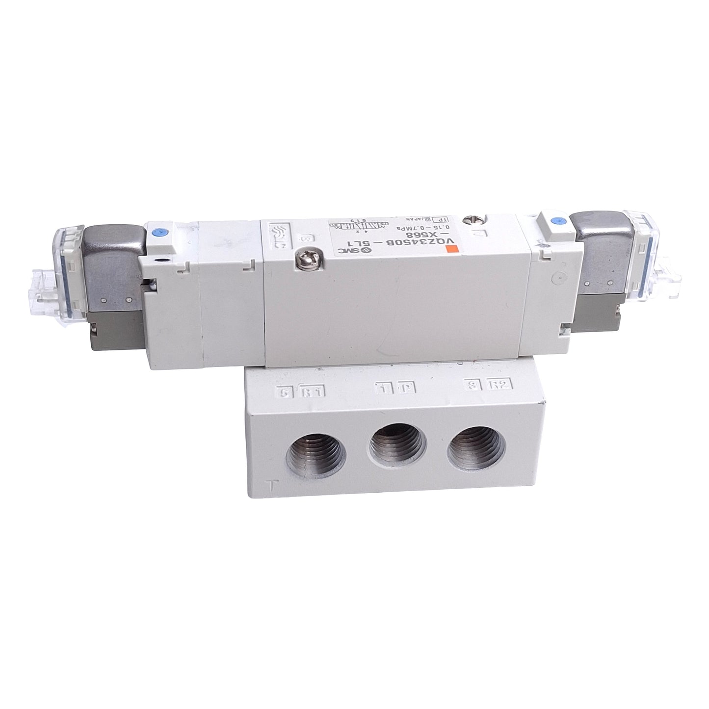 Used SMC VQZ3450B-5L1-X568 Solenoid Valve, 5/3-Way, 0.15-0.7MPa, 24VDC Coil Voltage