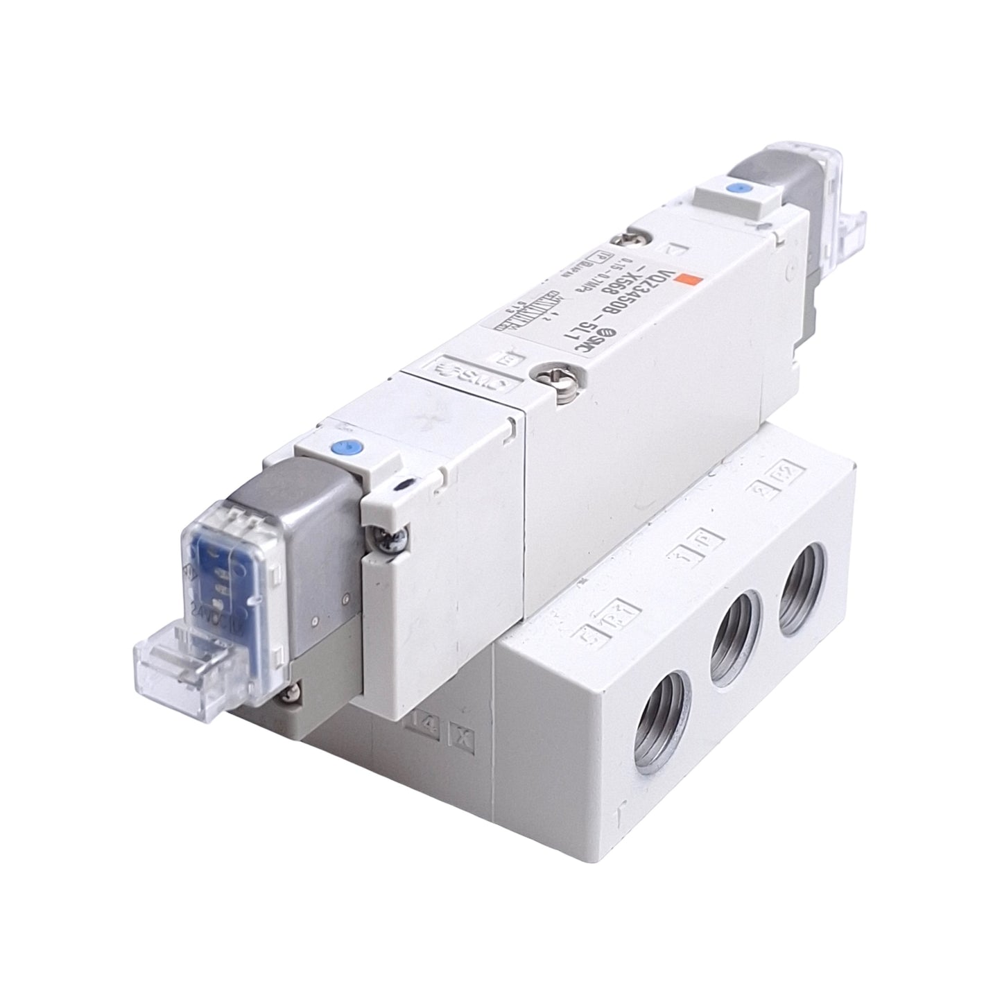 Used SMC VQZ3450B-5L1-X568 Solenoid Valve, 5/3-Way, 0.15-0.7MPa, 24VDC Coil Voltage